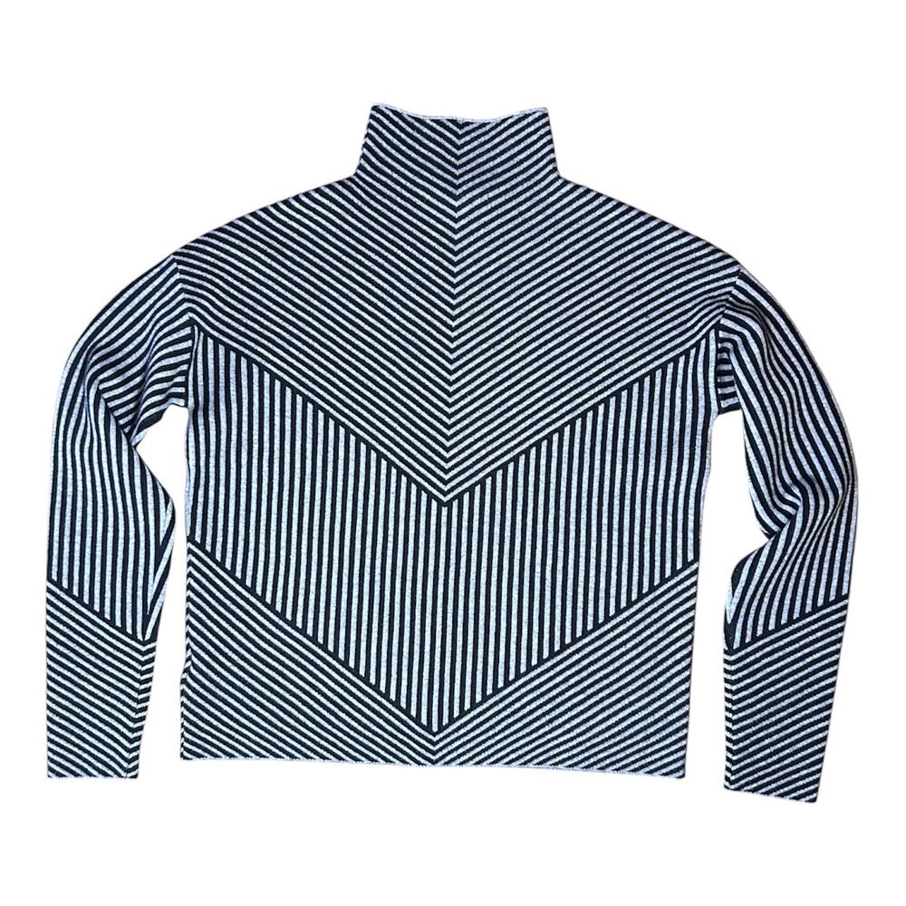 Women’s XS Super Soft Contemporary 60’s Mod Geometric Career Mockneck Sweater